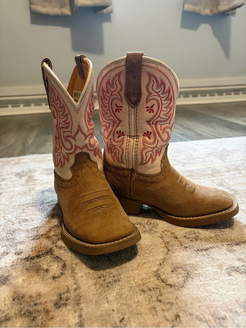 Toddler Girls Durango Cowboy Boots with Pink Shafts and Red Stitching